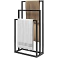 Porte-Serviettes Sur Pied 3 Niveaux Noir - Support Séchoir Serviettes Salle De Bain