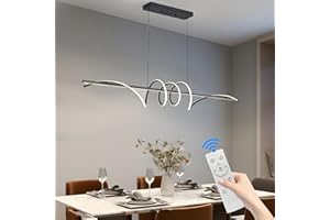 Mikeru Lampada a Sospensione Moderna a LED, 150cm Spirale Lampadario con Funzione Memoria Colore Nero Dimmerabile 10-100% 3000k/4500k/6000k Lampadario LED Soffitto Moderno per Cucin, Soggiorno