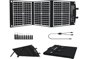 ELECAENTA 60W Foldable Solar Panel ETFE Solar Charger Type-C PD18W USB QC3.0 DC to Anderson and XT60 for Portable Generator Power Station Smartphones Laptop Outdoor Power Backup Waterproof Dustproof