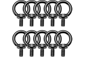 ORTAVA 10 sztuk śrub oczkowych M6, śruba oczkowa ze stali nierdzewnej A2V2A, czarny tlenek, śruba z oczkami M6 do zawieszania i mocowania