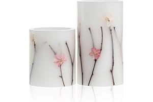 ‎PAULMANN Pauleen 48010 Shiny Blossom Candle Wachskerze 2er Set Echtwachs LED Kerzen, Warmweiß, flackernde Flamme Weiß Rosa