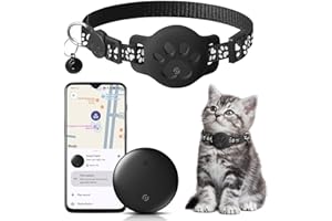 MR20GA Tracker GPS Tracker per gatti e piccoli animali domestici con supporto, senza abbonamento, compatibile con Google Find My App, IP68, impermeabile, anti-perdita per animali domestici e bagagli, nero