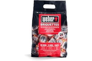 Weber Carbón para barbacoa (Saco de 2kg), para brasas largas y constantes, ideal para una barbcoa prolongada, madera 100% natural, producto de la UE, recolección sostenible, certificado FSC (17705)