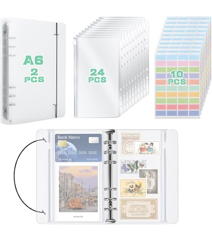 Classeur à Anneaux Rechargeable A6 étanche - Couverture Transparente PVC - Fermeture Pression - Idéal Bureau, école