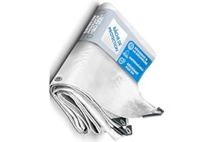 Bache imperméable etm® avec oeillet | Bache de protection extérieur & intérieur | Bache étanche & résistante à l'eau et UV | Epaisse densité 140g/m² | Blanche - env. 3x4m