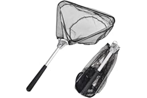 BSTCAR Épuisette de pêche en alliage d'aluminium léger pliable extensible triangulaire pour libérer les poissons