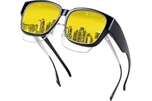 Farrobor Lunettes Conduite de Nuit Polarisées - Surlunettes de Soleil Verre Jaune Anti-éblouissement Lunette Vision Nocturne pour Homme Femme