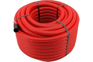MEGAA STORE Unterirdisches Wellrohr M32 mm | Leerrohr Elektrorohr Erdwellrohr Rot | 5m 10m 25m 50m (25 METER)