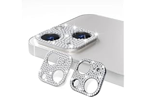 LONKENN Für iPhone 14/iPhone 14 Plus Kamera Linse Schutzfolie [2 Stück], Kamera Linse Displayschutz, Glitter Diamonds, Anti-Kratzer, Kamera Objektivschutz Dekorationen Linse Protector Cover (Schwarz+Silber)