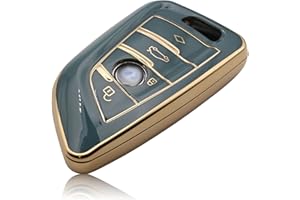‎FOAMO FOAMO Autoschlüssel Hülle kompatibel mit BMW 3-4-Tasten (nur Keyless-Go) - TPU Schutzhülle Cover Schlüssel-Hülle in Blau