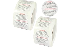 ELCOZNZ 1000pcs Candle Warning Labels 1.5 inch Round Glossy Label Waterproof Wax Melt Safety Stickers for Candle Jars, Tins, Votives, Containers, Homemade DIY Candle Making