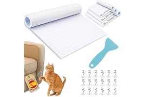 PEPPER® Protector Sofa Gatos Arañazo 20 x 300cm + 20 Pings de Tapiceria y Espátula Adhesiva para Facilitar su Instalación | Protector de Sofa Anti Gatos | Protector Muebles y Puertas Antiarañazos.