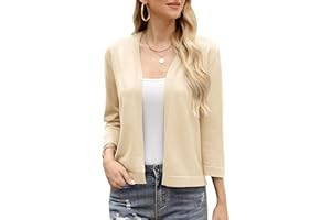 Aottori Bolerko damskie, odświętne, eleganckie, krótkie, z dzianiny, kardigan, krótka kurtka, bolerko, rękawy 3/4, lekka kurtka letnia, krótka kurtka na suknie wieczorowe