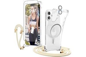 GUtttGU Handykette für iPhone 17 Hülle mit Band mit 2 Displaychutzfolie Panzerglas + 2 Kamera Schutzfolie Transparent Handyhülle Kompatibel mit Magsafe Schutzhülle Case für iPhone 17 Klar