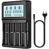 POWXS 18650 Battery Charger with Testing Functions, Universal 3.7V Charger for Li-Ion Rechargeable Batteries IMR Lithium 2665