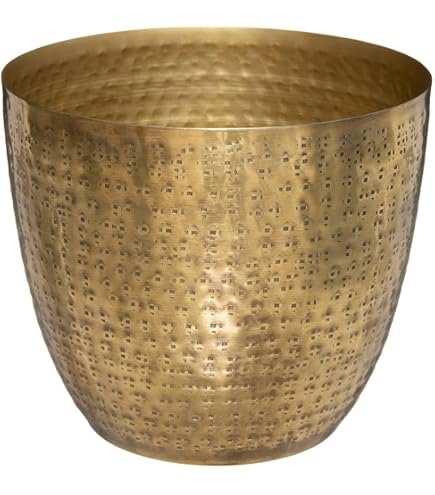 Ryan Shiny Gold Blumentopf – 26 Cm Rund, Aus Keramik, Halbglänzend Goldfarben, Für Innenbereich
