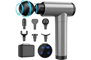 HEADOT Muscle Massage Gun Deep Tissue for Athletes, Percussion Massagers for Neck Back, Shoulder Body Pain Relief, 30 Speeds Quiet Handheld Massager, LCD Touch Screen with 6 Heads,Gifts for Men