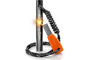 Camping Flint & Steel Fire Starter, 10x100mm (0.4 x 4") Ferro Bar, HSS Striker, Paracord, Waterproof Outdoor Survival Kit aZengear