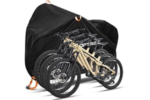 toptrek Bike Cover, 210D Bike Covers for Outside Storage 3 Bike with Lock Holes, 220 x 120 x110cm Bicycle Cover Waterproof Outdoor with Lock Holes and Storage Bag, Rain Cover for Mountain & Road Bike