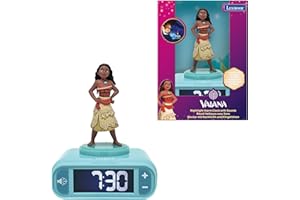 Lexibook, Vaiana, Réveil veilleuse Vaiana, Sons et mélodies, Écran LCD rétro-éclairé, Lumineux, Snooze, RL800VN, Bleu