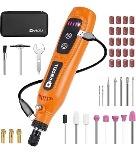 Outil Rotatif Sans Fil Tiardey - 24 Accessoires, Mini Meuleuse 3,7V, 5 Vitesses (3600-15000 Tr/min), Recharge USB, Parfait Pour Bricolage, Gravure, Polissage Et Plus