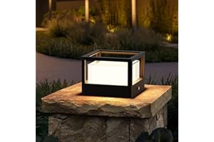 FREEUP Farolas Exterior Jardin, 15W LED Lámpara de Sobremuro Exterior Cuadrada Ip65 Luz de Camino Exterior de Aluminio, Blanco Cálido, Lámpara de Jardín Poste, Balizas Exterior Jardin, Negro