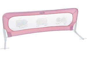 The Moon Brand Sequr Extra Long Safety Bed Rail For Kids / Toddler- Fits Single / King / Queen Size Beds - Accomodates Thick Mattress - Cute Animal Print, 150 Cm - Pink