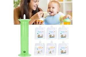 FEWB Squeeze Station, 7pcs Baby Food Pouch Maker with Reusable Pouches for Infants, Toddlers, Portable DIY Fruit Puree Filler for Babies Kids, Perfect for Outdoor, Travel, Kindergarten(Green)