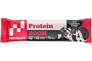NUTRISPORT – Barritas Proteína Protein BOOM | Proteínas para masa muscular con Vitamina C | Energy Protein Bar (24 unidades, Cookies cream)