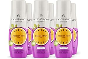 SodaStream Zeros Drink Mix, Classic Fruits Range, Sugar Free Soda Syrup for Sparkling Flavoured Water, Multipack of 6 x 440ml Bottles creates 54L of Drink, Passionfruit Flavour with added vitamins