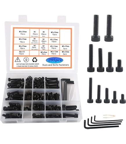 Viti Plastica Nere M5x20mm - Set 20 Pezzi Con Dadi E Rondelle In PP