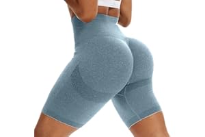 RIOJOY Scrunch Seamless Cycling Shorts for Women High Waisted Ruched Butt Lifting Sports Running Gym Shorts