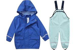 SEVEN BB Kids Waterproof Trousers Girls Rain Trousers Boys Muddy Puddle Trousers Baby PU Waterproof Dungarees 12 Months-8 Years