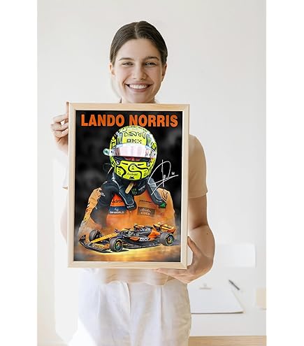 Stampa Artistica Incorniciata Lando Norris 2025 | Quadro F1 Con Firma | Regalo Per Appassionati Di Motori