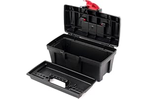 KISTENBERG Skrzynka na narzędzia, walizka na narzędzia, ze zintegrowanym nosidłem, do warsztatu, garażu, zapięcia zaciskowe ABS, tworzywo sztuczne (300 x 167 x 1