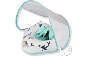 EDWEKIN® Boya de natación única para bebé con Parasol extraíble, Pato de natación para bebé, con protección Solar, boya de natación para bebés, niños pequeños, Talla S