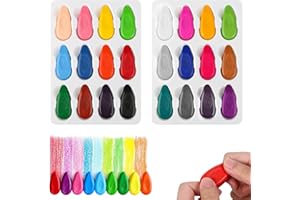 MUYAPAY 24 Pièces Crayon Enfant, 24 Couleurs Crayon Bebe, Lavable et Sûr Crayon de Couleurs Enfant, Forme de Goutte d'eau Crayon Cire, pour les Enfants Apprennent le Dessin et la Peintur, DIY