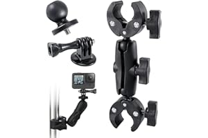 SILKWISH Action Camera Doppio morsetto, morsetto per fotocamera da 14 ~ 40 mm, supporto per fotocamera 3 in 1, Super Clamp per Gopro, treppiede, riflettore, bicicletta, moto, manubrio, selfie stick, tavolo,