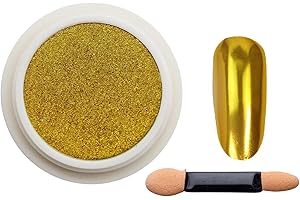 Gold Chrome Mirror Nail Powder, LILAH'S NAILS. Metallic Nail Art Pigment Powder Set, Shiny Nail Glitter Powder with Magic Mirror Effect for Nail Art Design Decoration.