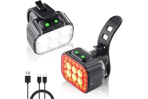 BALUOQI Phares de vélo - Feux arrière Combo Rechargeable Superbike phares et Feux arrière Pack LED Mountain Bike Lights Clignotants Avant et arrière