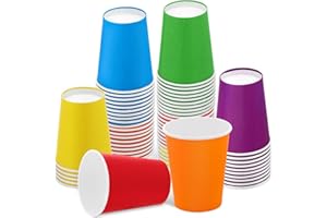 Coreint 50 Pack Paper Cups 9 Ounce, Heavy Duty Disposable Cups, Party Cups Hot/Cold Beverage Drinking Cup for Water Juice or Tea, Office Party Home Travel