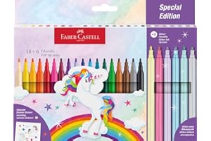 FABER-CASTELL 554221 - Zestaw flamastrów Jednorożec, 13 flamastrów w standardowych i pastelowych kolorach