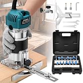 Yofuly Wood Milling Machine Electric Router 220V 800W Professional Electric Hand Milling Machine with 15 Pieces 1/4" Router B