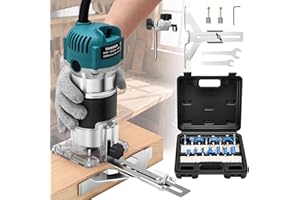 Yofuly Fresatrice Verticale per Legno Elettrica 220V 800W Rifilatore Legno Rifilatrice Elettrica con 15 pezzi 1/4" Router Set per la Decorazione fai da te Intaglio Rifilatura
