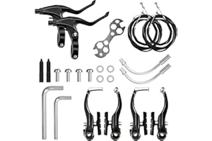 MIHURO Complete Bike Brake Sets,Front and Rear Brake Cables and Brake Lever Set for Bicycles,V Brake Set, Professional Bicycle Brake Lines for Mountain Road Bikes(Black)