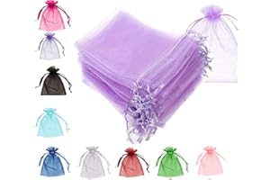 EMSIA Organza Bags 7x9cm Gift Wedding Favour Jewellery Pouches, Small Party Sweet Bags, Sheer Drawstring Pouches Perfect Size for Our Sunflowers Seeds Lavender Bags (Lilac, 7 x 9 cm - 25 pcs)