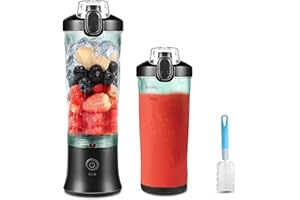 600ml Portable Blender USB Rechargeable, TOPESCT Waterproof Personal Blender for Shakes and Smoothies, 270W Strong Cutting Power with 6pcs 3D Blades for Travel, Office & Sports (Black)