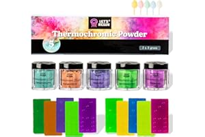 LET'S RESIN Pigmento in polvere termocromica in 5 colori, temperatura attivata che cambia a 31 °C, polvere cambiante per smalto, vernice, slime, resina epossidica, inchiostro, arte su tessuti, colata
