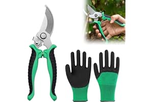 QEEROYO Professional Titanium Garden Secateurs, Garden Scissors, Secateurs Pruning Scissors, Garden Secateurs for Heavy Duty, with Garden Gloves, Bypass Pruning Shears for Plants, Gardening, Trimming
