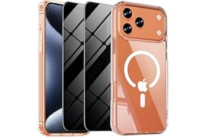 WEYNRBOX Magnetische Hülle für iPhone 17 Pro Max mit 2X Sichtschutzfolie,[Kompatibel mit MagSafe] [20ft Schutz],Ultradünn Anti-Vergilbung Schutzhülle,stoßfeste Handyhülle für 17 ProMax–Transparent